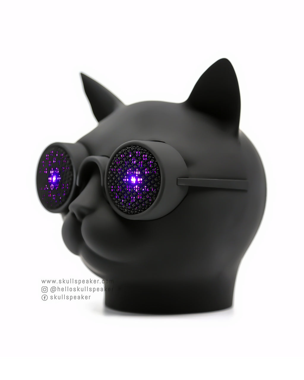 cat bluetooth speaker called purrrfect speaker with led rgb lights